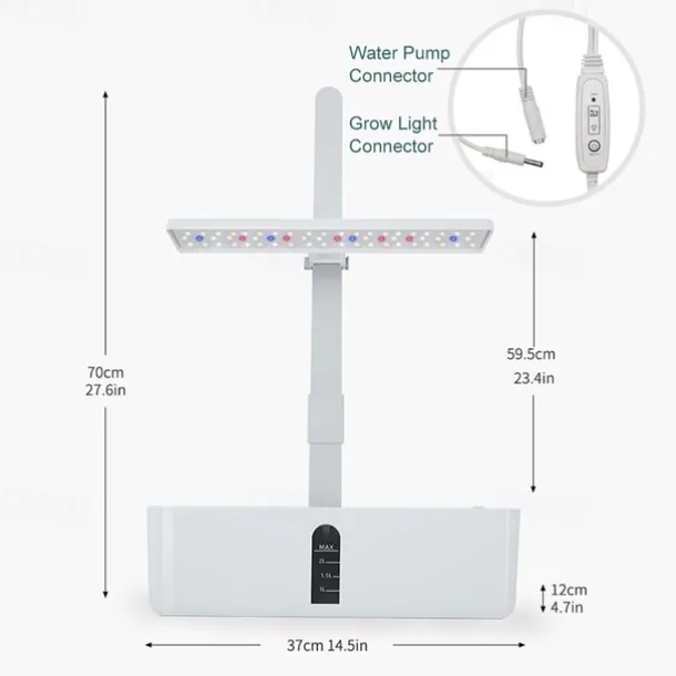 Smart Hydroponics Growing System Indoor Herb Garden Kit 9 Pods Automatic Timing with Height Adjustable 15W LED Grow Lights 2L Water Tank Smart Water Pump for Home
