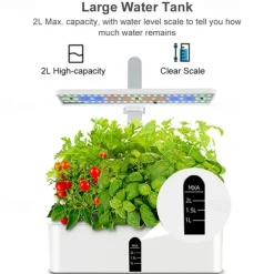 Smart Hydroponics Growing System Indoor Herb Garden Kit 9 Pods Automatic Timing with Height Adjustable 15W LED Grow Lights 2L Water Tank Smart Water Pump for Home