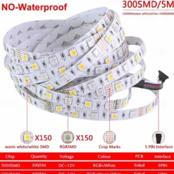Smart LED Strip Light 32.8ft 10m(2x5m) RGB+White WIFI APP 300LEDs 5050SMD Work with Alexa Google with WIFI Remote Controller