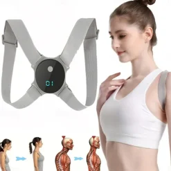 Smart Posture Corrector with Vibration Reminder and LCD Display - USB Rechargeable Invisible Back Support Strap for Both Men and Women