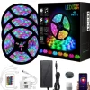 Smart RGB LED Strip Light App Control 15m 49ft 2835 SMD 810 LEDs IR 24 Key Controller Work with Alexa Google 12V 3A Adapter Kit