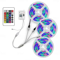 Smart RGB LED Strip Light App Control 15m 49ft 2835 SMD 810 LEDs IR 24 Key Controller Work with Alexa Google 12V 3A Adapter Kit
