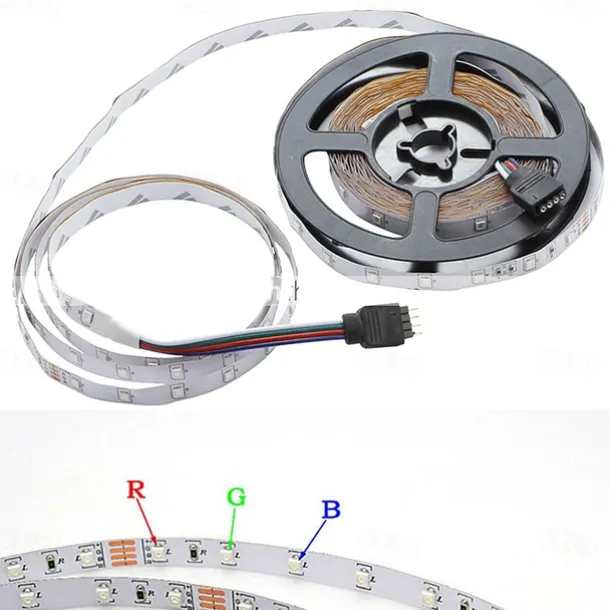 Smart RGB LED Strip Light App Control 15m 49ft 2835 SMD 810 LEDs IR 24 Key Controller Work with Alexa Google 12V 3A Adapter Kit