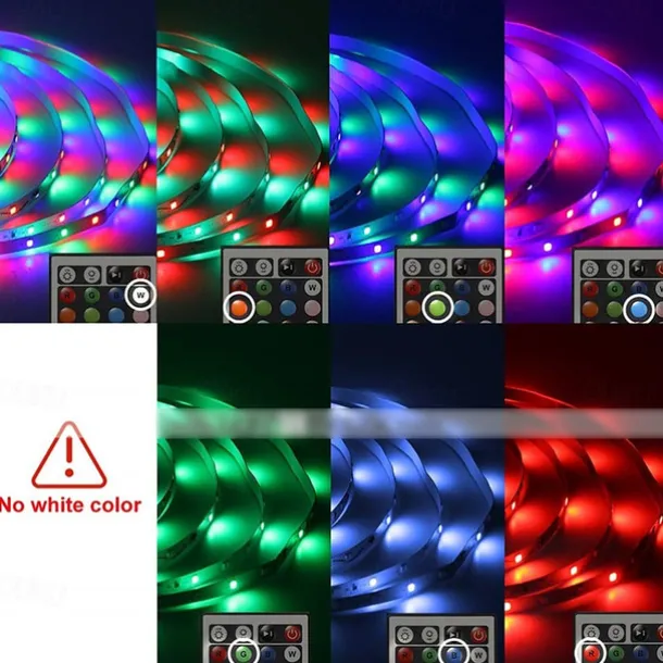 Smart RGB LED Strip Light App Control 15m 49ft 2835 SMD 810 LEDs IR 24 Key Controller Work with Alexa Google 12V 3A Adapter Kit