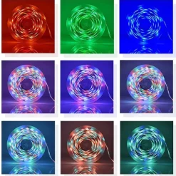 Smart RGB LED Strip Light App Control 15m 49ft 2835 SMD 810 LEDs IR 24 Key Controller Work with Alexa Google 12V 3A Adapter Kit