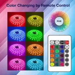 Smart SMD 5050 LED Strip Light WIFI App RGB Control Music Sync Work with Alexa Google 2x7.5M 50ft Colour Changing Home Kitchen TV Party with 24-Key Remote Sensitive Built-in Mic DC12V