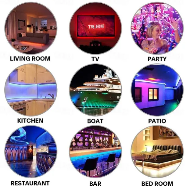 Smart SMD 5050 LED Strip Light WIFI App RGB Control Music Sync Work with Alexa Google 2x7.5M 50ft Colour Changing Home Kitchen TV Party with 24-Key Remote Sensitive Built-in Mic DC12V