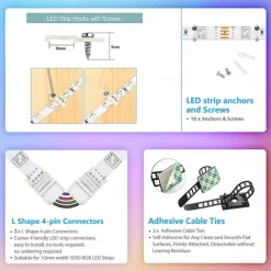 Smart SMD 5050 LED Strip Light WIFI App RGB Control Music Sync Work with Alexa Google 2x7.5M 50ft Colour Changing Home Kitchen TV Party with 24-Key Remote Sensitive Built-in Mic DC12V