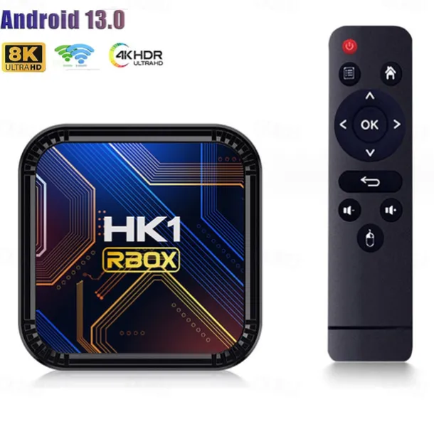 Smart TV Box HK1 RBOX K8S Android 13 8K Android TV Box RGB Light 4GB 64GB WiFi6 Dual Wifi 2023 PK Android 12 6K
