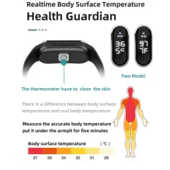 Smart Ultrasonic Mosquito Repellent Bracelet – Digital Watch with Pedometer, Body Temperature Display, USB Charging, Long-Term Wearable Protection