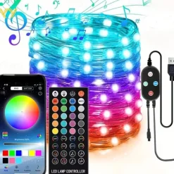 Smart USB Fairy String Lights Waterproof Multicolor Changing Lights for Christmas, Birthday, Party Indoor Outdoor Decorate, APP Remote Control