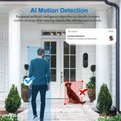 Smart Video Doorbell with Wireless Chime, Night Vision Camera, Two-Way Audio (T50 Beige (Including Dingdong, USB Cable))