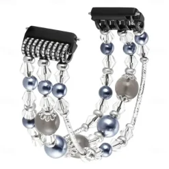 Smart Watch Band Compatible with Fitbit Versa 2 / Versa Lite / Versa SE / Versa Alloy Beaded Smartwatch Strap Bling Diamond Beaded Women Men Jewelry Bracelet Replacement Wristband