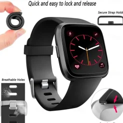 Smart Watch Band Compatible with Fitbit Versa 2 / Versa Lite / Versa SE / Versa Silicone Smartwatch Strap Soft Elastic Adjustable Sport Band Replacement Wristband