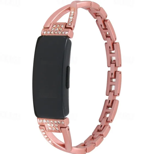 Smart Watch Band Compatible with Fitbit Fitbit Inspire Inspire 2 / Inspire HR / Inspire Stainless Steel Rhinestone Smartwatch Strap Bling Diamond Luxury Jewelry Bracelet Replacement Wristband