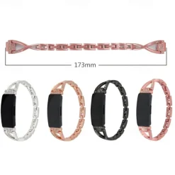 Smart Watch Band Compatible with Fitbit Fitbit Inspire Inspire 2 / Inspire HR / Inspire Stainless Steel Rhinestone Smartwatch Strap Bling Diamond Luxury Jewelry Bracelet Replacement Wristband