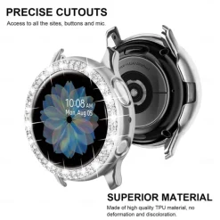 Smart Watch Band for Samsung Galaxy Watch 5 40/44mm Watch 4 Classic 42/46mm Watch 4 40/44mm Watch Active 2 40mm Stainless Steel Rhinestone Smartwatch Strap with Case Bling Diamond Jewelry Bracelet