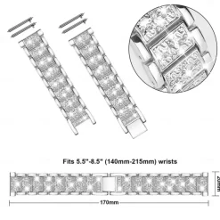 Smart Watch Band for Samsung Galaxy Watch 5 40/44mm Watch 4 Classic 42/46mm Watch 4 40/44mm Watch Active 2 40mm Stainless Steel Rhinestone Smartwatch Strap with Case Bling Diamond Jewelry Bracelet