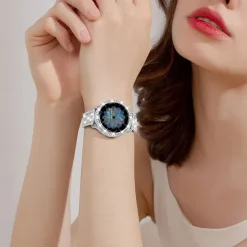 Smart Watch Band for Samsung Galaxy Watch 5 40/44mm Watch 4 Classic 42/46mm Watch 4 40/44mm Watch Active 2 40mm Stainless Steel Rhinestone Smartwatch Strap with Case Bling Diamond Jewelry Bracelet