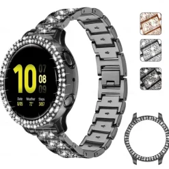 Smart Watch Band for Samsung Galaxy Watch 5 40/44mm Watch 4 Classic 42/46mm Watch 4 40/44mm Watch Active 2 40mm Stainless Steel Rhinestone Smartwatch Strap with Case Bling Diamond Jewelry Bracelet