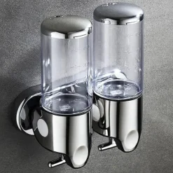 Soap Dispenser Wall Mounted Bathroom Shower Pump Dispenser for Shower Gel Shampoo Soap White (2*500ml)