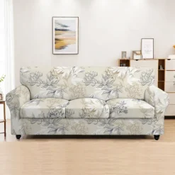 Sofa Cover Plants Yarn Dyed Polyester Slipcovers - Stylish Botanical Design - Soft and Durable Polyester Fabric - Protects and Revitalizes Your Sofa