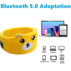 Soft Elastic Comfortable Wireless Music Earphones Kids Animal Sleeping Headphones Eye Mask Bluetooth V5.0 Headphones Headband