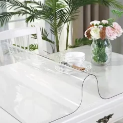 Soft Glass Table Cloth 1.5mm PVC Transparent Tablecloth Waterproof Rectangular Table Cover Pad Kitchen Oil-Proof Table Mat