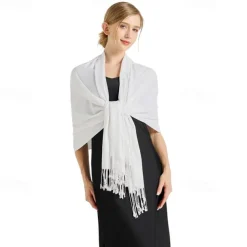 Soft Silky Pashmina Shawl Wraps Solid Colors Scarf for Wedding Evening Dresses