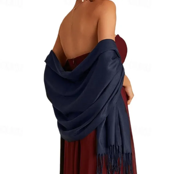 Soft Silky Pashmina Shawl Wraps Solid Colors Scarf for Wedding Evening Dresses