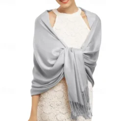 Soft Silky Pashmina Shawl Wraps Solid Colors Scarf for Wedding Evening Dresses