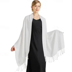 Soft Silky Pashmina Shawl Wraps Solid Colors Scarf for Wedding Evening Dresses