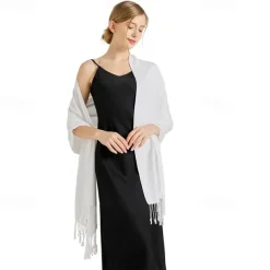 Soft Silky Pashmina Shawl Wraps Solid Colors Scarf for Wedding Evening Dresses