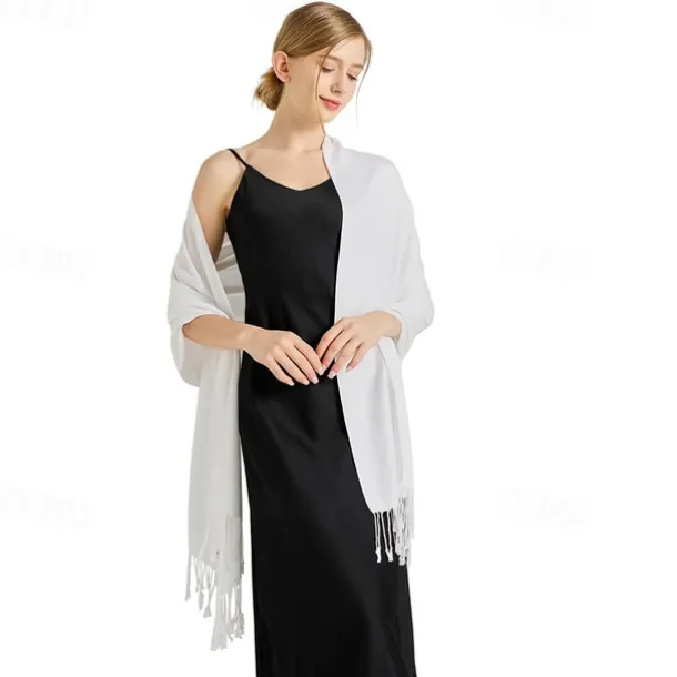 Soft Silky Pashmina Shawl Wraps Solid Colors Scarf for Wedding Evening Dresses