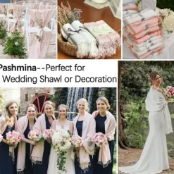 Soft Silky Pashmina Shawl Wraps Solid Colors Scarf for Wedding Evening Dresses