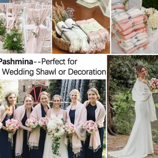 Soft Silky Pashmina Shawl Wraps Solid Colors Scarf for Wedding Evening Dresses