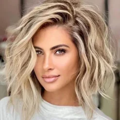 Soft Wavy Medium Wigs Natural Looking Synthetic Wigs for Ladies Daily Cosplay Hair Wig