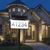 Solar Address Lights LED Illuminated Outdoor Address Plaque with Smart Control 3-Color in 1 Waterproof Solar Powered House Number Light with Stakes for Outside Home Yard Street House 1PC
