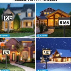 Solar Address Lights LED Illuminated Outdoor Address Plaque with Smart Control 3-Color in 1 Waterproof Solar Powered House Number Light with Stakes for Outside Home Yard Street House 1PC