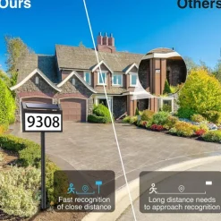 Solar Address Lights LED Illuminated Outdoor Address Plaque with Smart Control 3-Color in 1 Waterproof Solar Powered House Number Light with Stakes for Outside Home Yard Street House 1PC