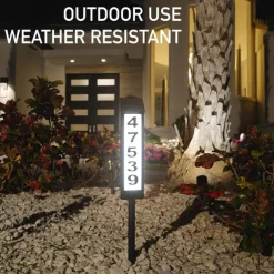 Solar Address Lights Lighted House Address Numbers Sign House Numbers for Outside Light up LED Illuminated Home Number 2-Color Lighting Modes Waterproof Lighted Address Plaque for Yard Home 1PC