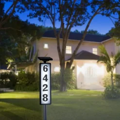 Solar Address Lights Lighted House Address Numbers Sign House Numbers for Outside Light up LED Illuminated Home Number 2-Color Lighting Modes Waterproof Lighted Address Plaque for Yard Home 1PC