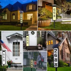 Solar Address Lights Lighted House Address Numbers Sign House Numbers for Outside Light up LED Illuminated Home Number 2-Color Lighting Modes Waterproof Lighted Address Plaque for Yard Home 1PC