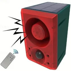 Solar Alarm Human Infrared Sensor Light Solar Remote Control Alarm Light anti-theft Animal Drive Warning Device