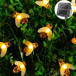 Solar Bee String Lights Outdoor Waterproof 12m-100LED 7m-50LED 6.5m-30LED 8 Modes Lighting Garden Decor Lights Christmas Party Holiday Garden Tree Patio Decoration