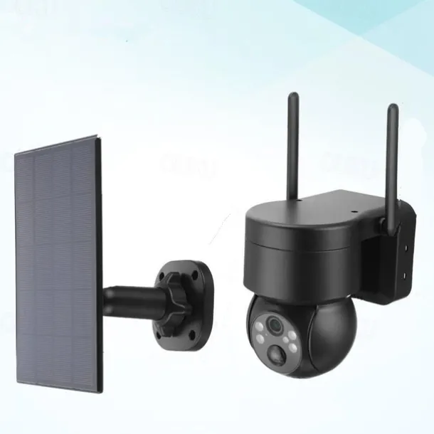 Solar Charging Waterproof Outdoor IP Security Surveillance Cam Wireless WiFi PTZ Camera Speed Dome CCTV Full Color Night Vision Motion Detection Built-in Large Batteries Two-Way Audio