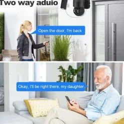 Solar Charging Waterproof Outdoor IP Security Surveillance Cam Wireless WiFi PTZ Camera Speed Dome CCTV Full Color Night Vision Motion Detection Built-in Large Batteries Two-Way Audio