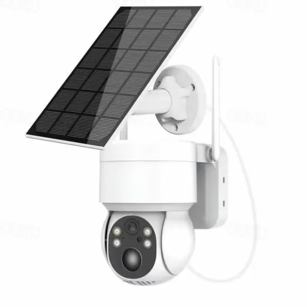 Solar Charging Waterproof Outdoor IP Security Surveillance Cam Wireless WiFi PTZ Camera Speed Dome CCTV Full Color Night Vision Motion Detection Built-in Large Batteries Two-Way Audio