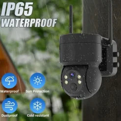 Solar Charging Waterproof Outdoor IP Security Surveillance Cam Wireless WiFi PTZ Camera Speed Dome CCTV Full Color Night Vision Motion Detection Built-in Large Batteries Two-Way Audio