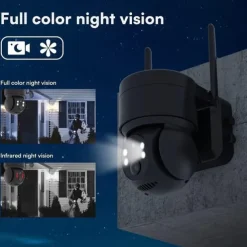 Solar Charging Waterproof Outdoor IP Security Surveillance Cam Wireless WiFi PTZ Camera Speed Dome CCTV Full Color Night Vision Motion Detection Built-in Large Batteries Two-Way Audio